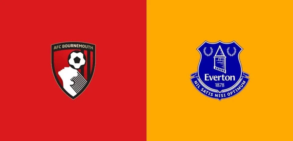 Logos de AFC Bournemouth y Everton en fondo de colores