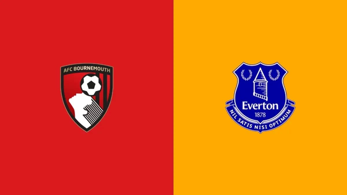 Logos de AFC Bournemouth y Everton en fondo de colores