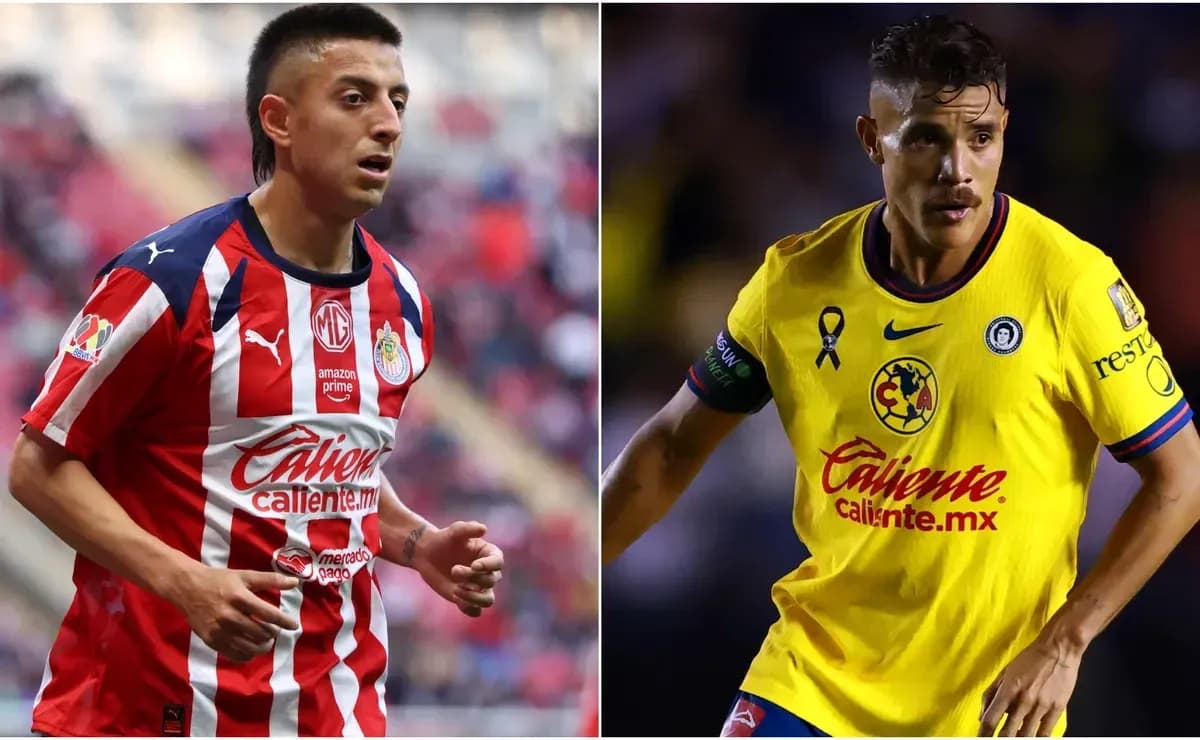Jugadores de Chivas y América en acción