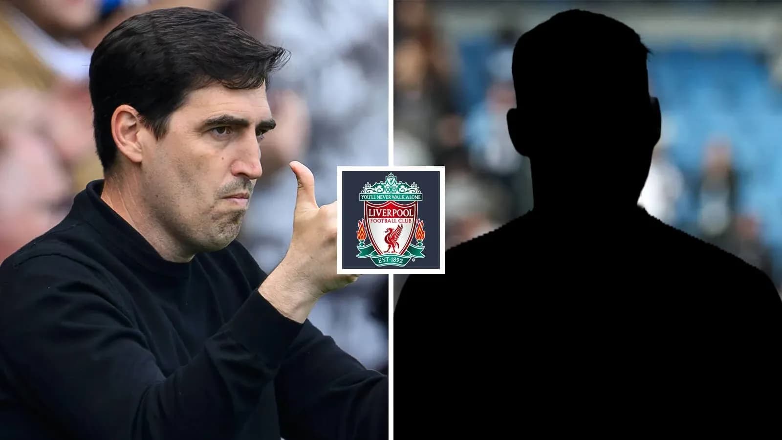Entrenador dando instrucciones junto al logo de Liverpool