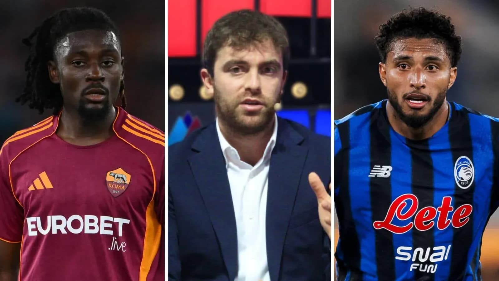 Tres hombres, dos jugadores y un comentarista deportivo Tres hombres, dos jugadores y un comentarista deportivo