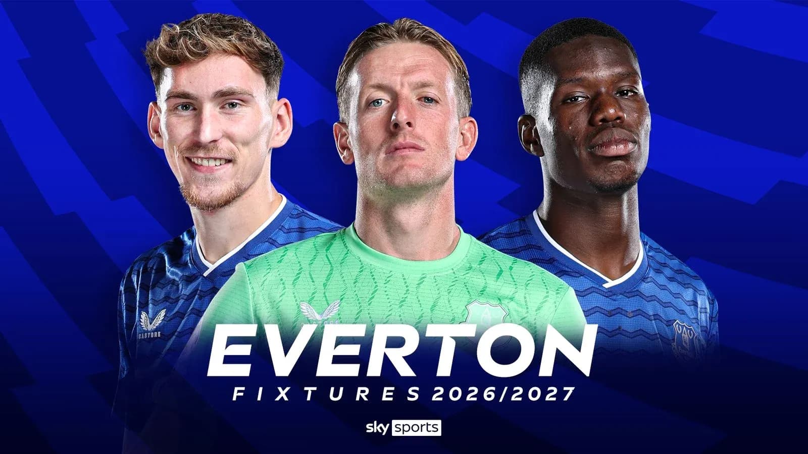 Jugadores de Everton con camiseta azul y verde Jugadores de Everton con camiseta azul y verde