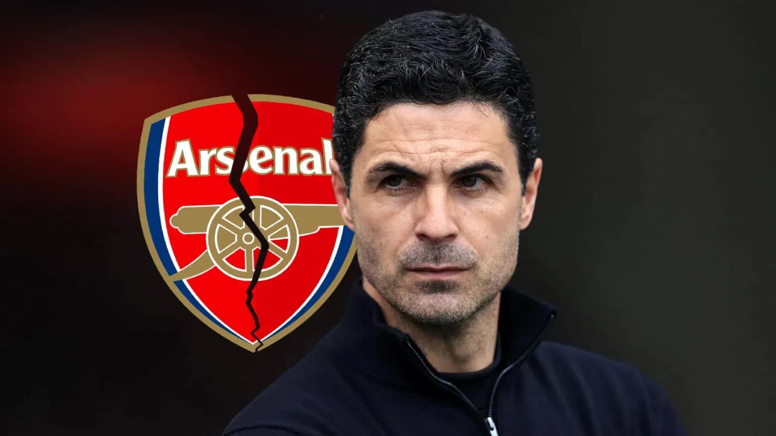 Entrenador con fondo del escudo de Arsenal roto Entrenador con fondo del escudo de Arsenal roto