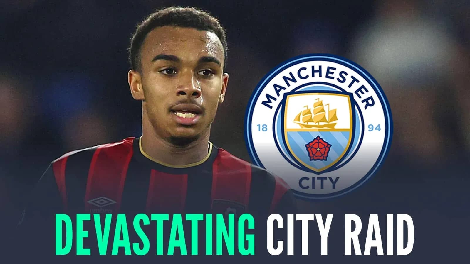 Jugador con camiseta de Bournemouth y logo de Manchester City Jugador con camiseta de Bournemouth y logo de Manchester City