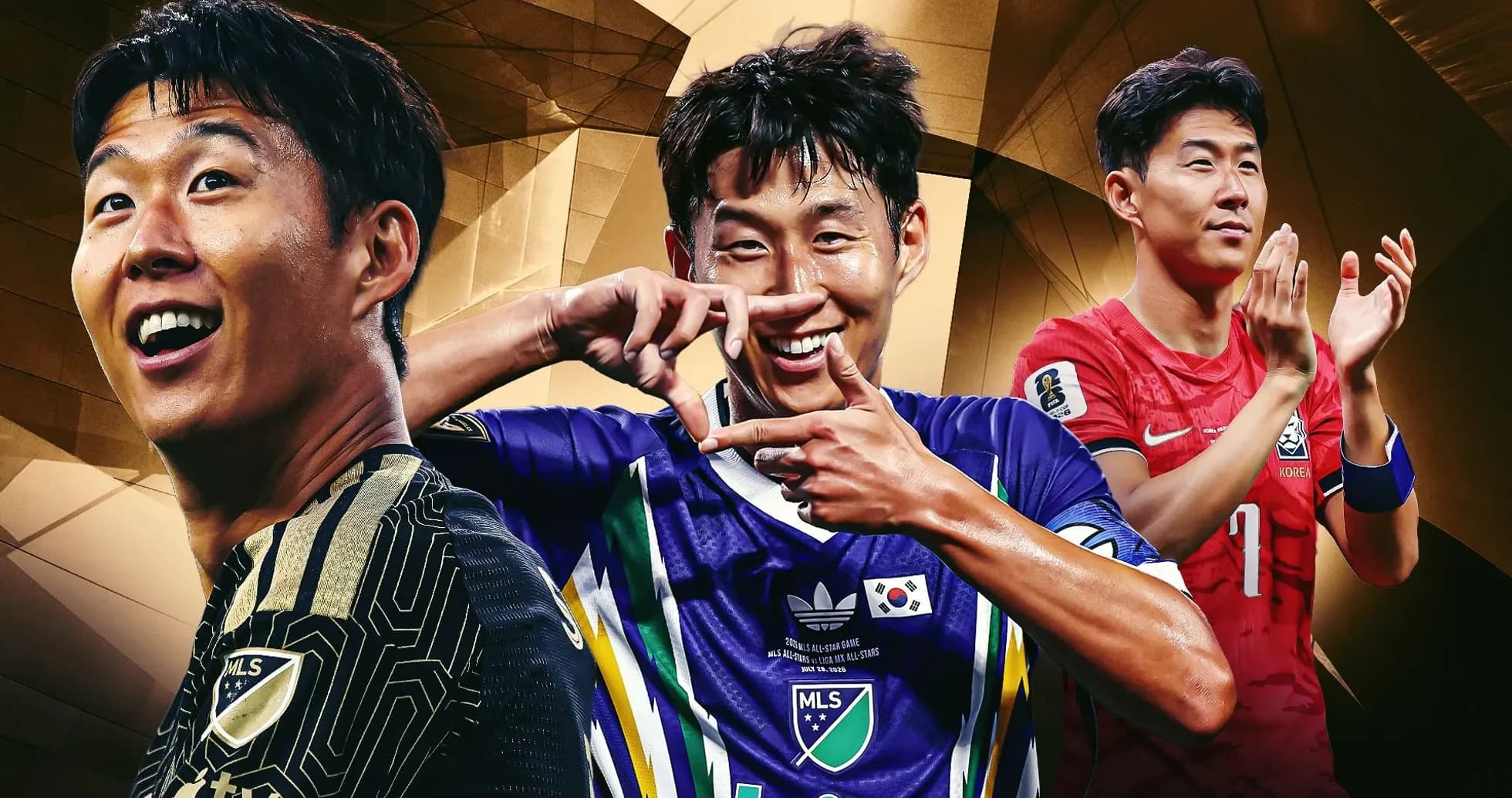 Tres jugadores de fútbol coreanos en diferentes uniformes Tres jugadores de fútbol coreanos en diferentes uniformes