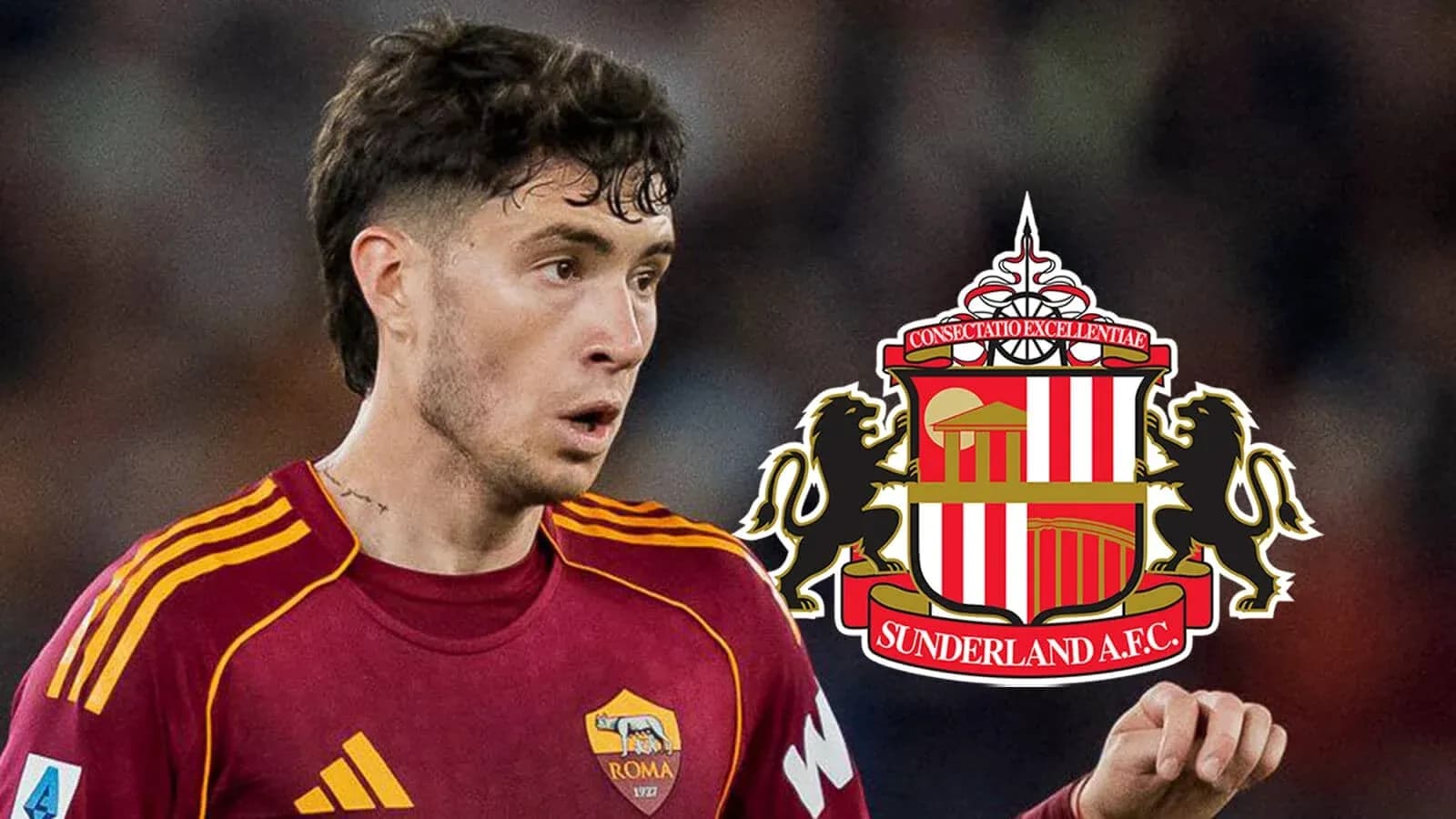 Jugador de Roma con logo de Sunderland A.F.C. Jugador de Roma con logo de Sunderland A.F.C.