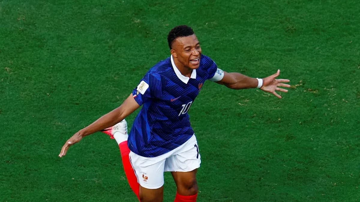 Kylian Mbappé celebrando un gol en el Mundial Kylian Mbappé celebrando un gol en el Mundial