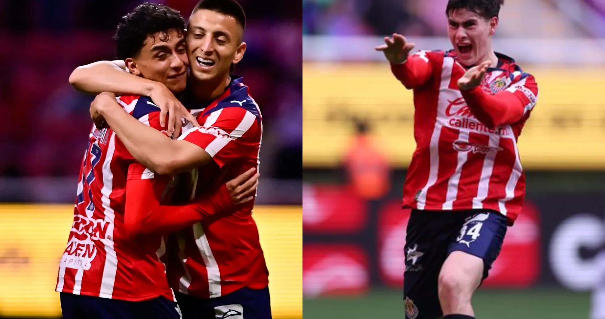 Jugadores de Chivas celebrando un gol Jugadores de Chivas celebrando un gol