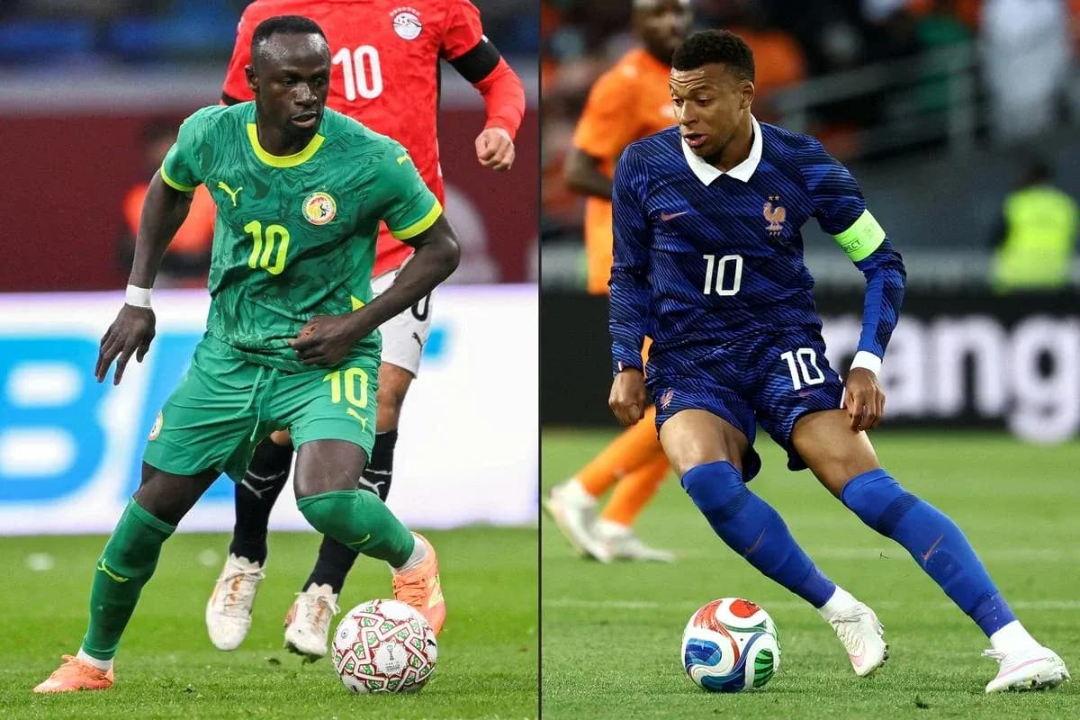 Sadio Mané y Kylian Mbappé en el partido Sadio Mané y Kylian Mbappé en el partido