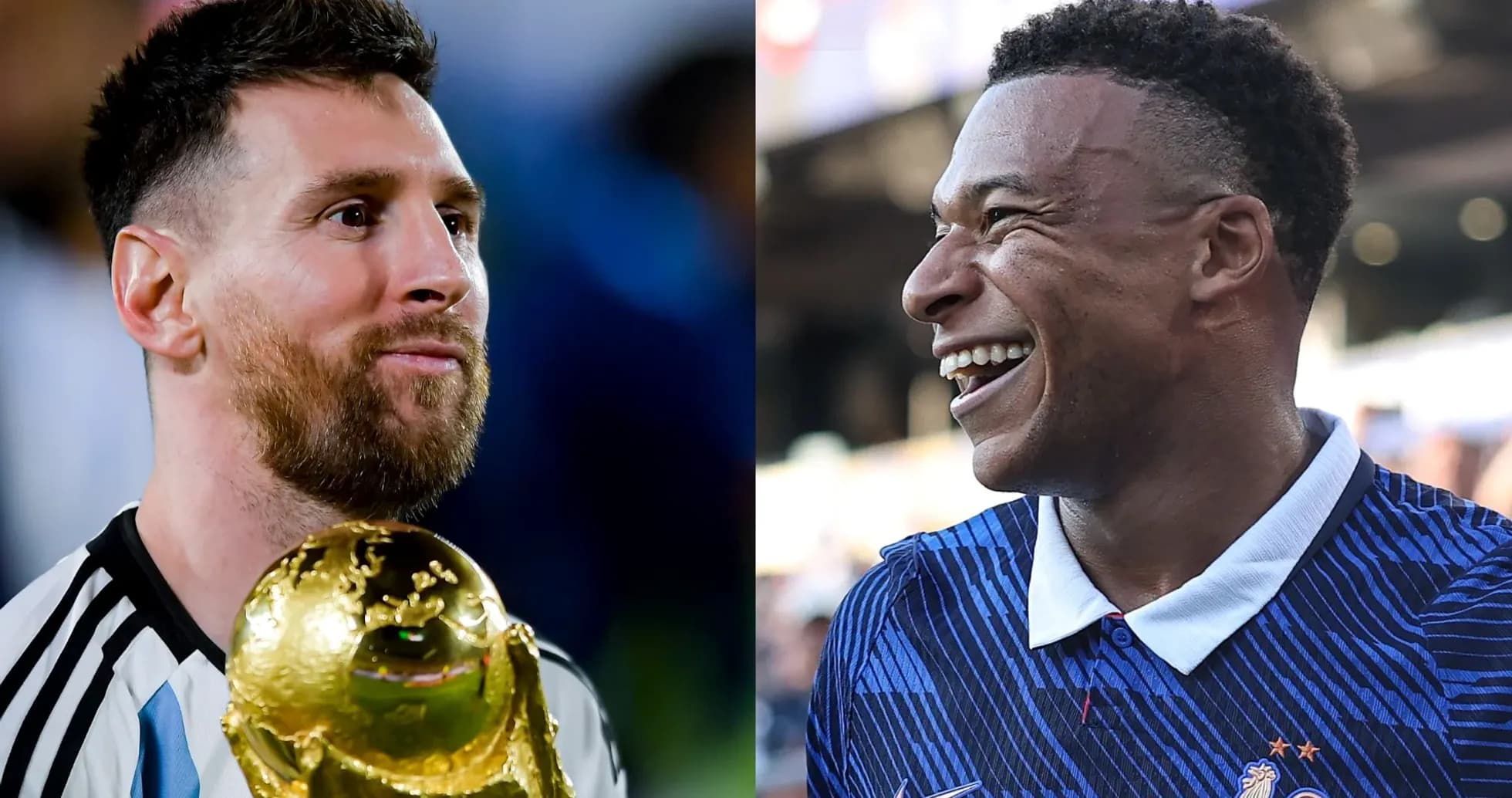 Messi sosteniendo la Copa del Mundo junto a Mbappé Messi sosteniendo la Copa del Mundo junto a Mbappé