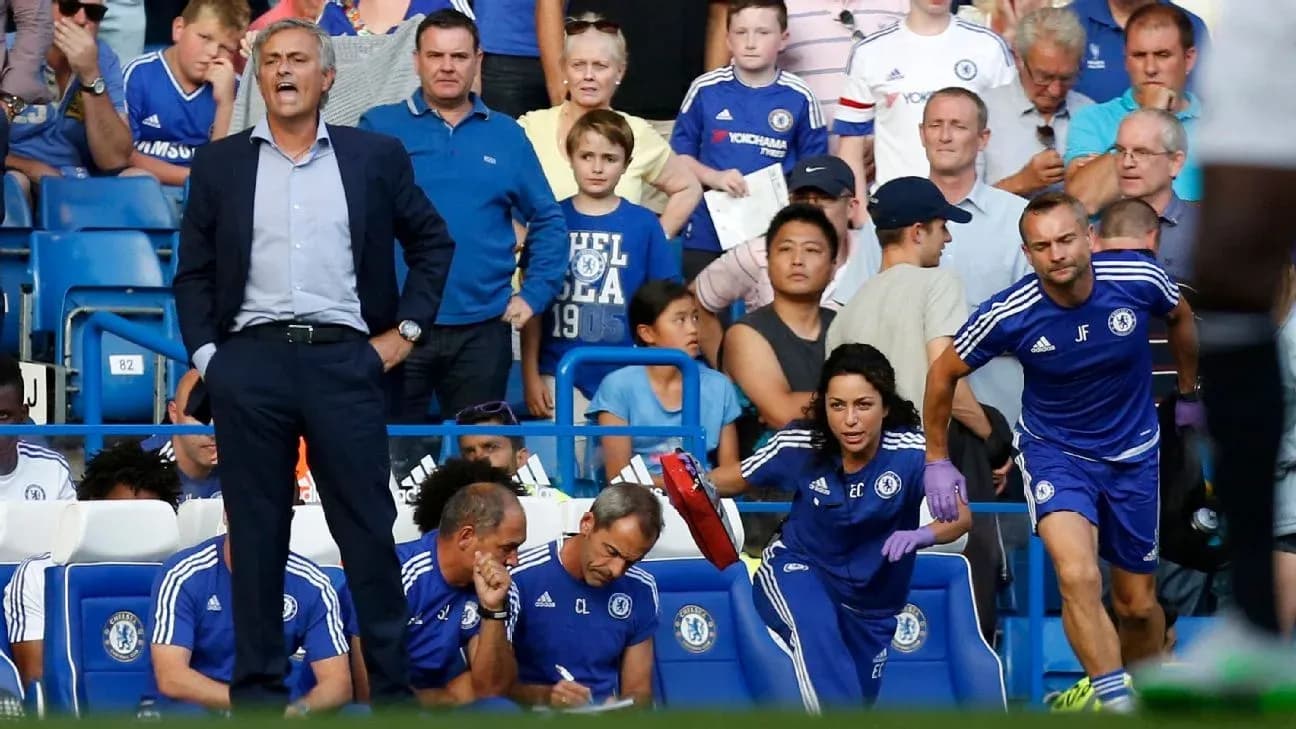 José Mourinho dirigiendo desde la línea de banda José Mourinho dirigiendo desde la línea de banda