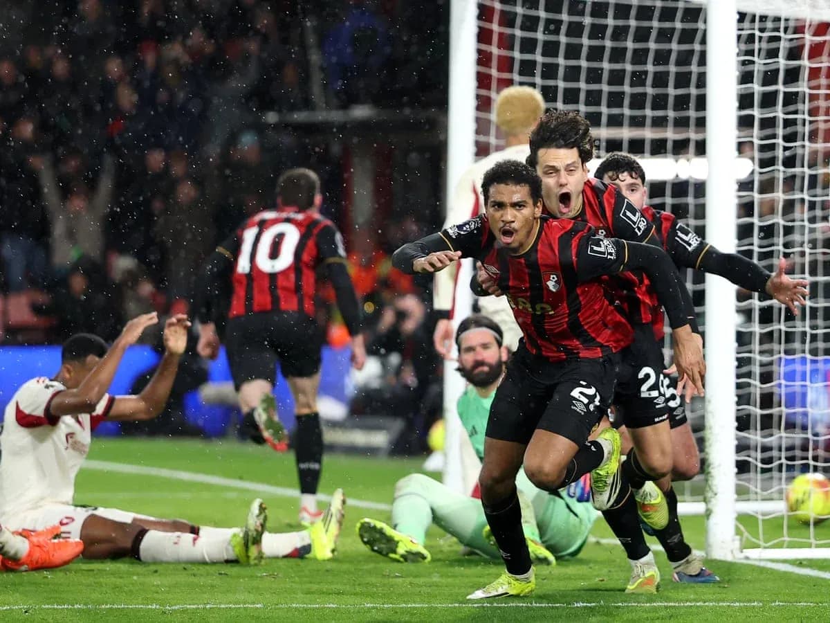 Celebración de gol del Bournemouth en el partido Celebración de gol del Bournemouth en el partido