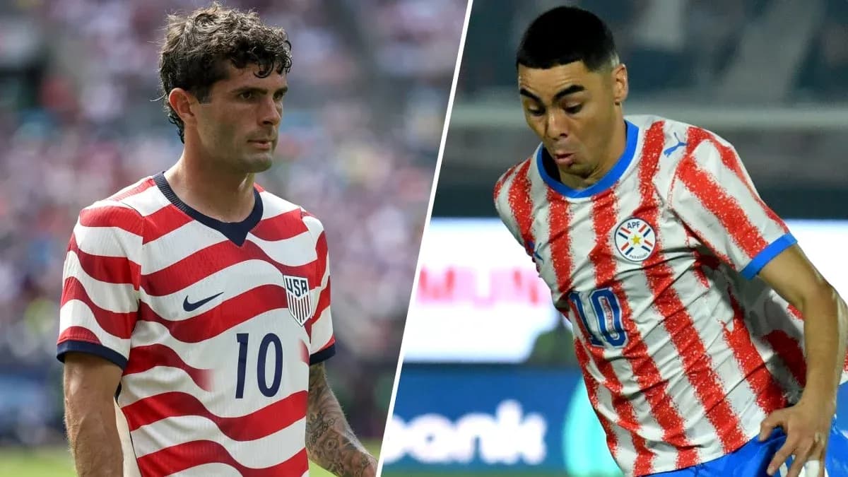 Jugadores de Estados Unidos y Paraguay en el partido Jugadores de Estados Unidos y Paraguay en el partido