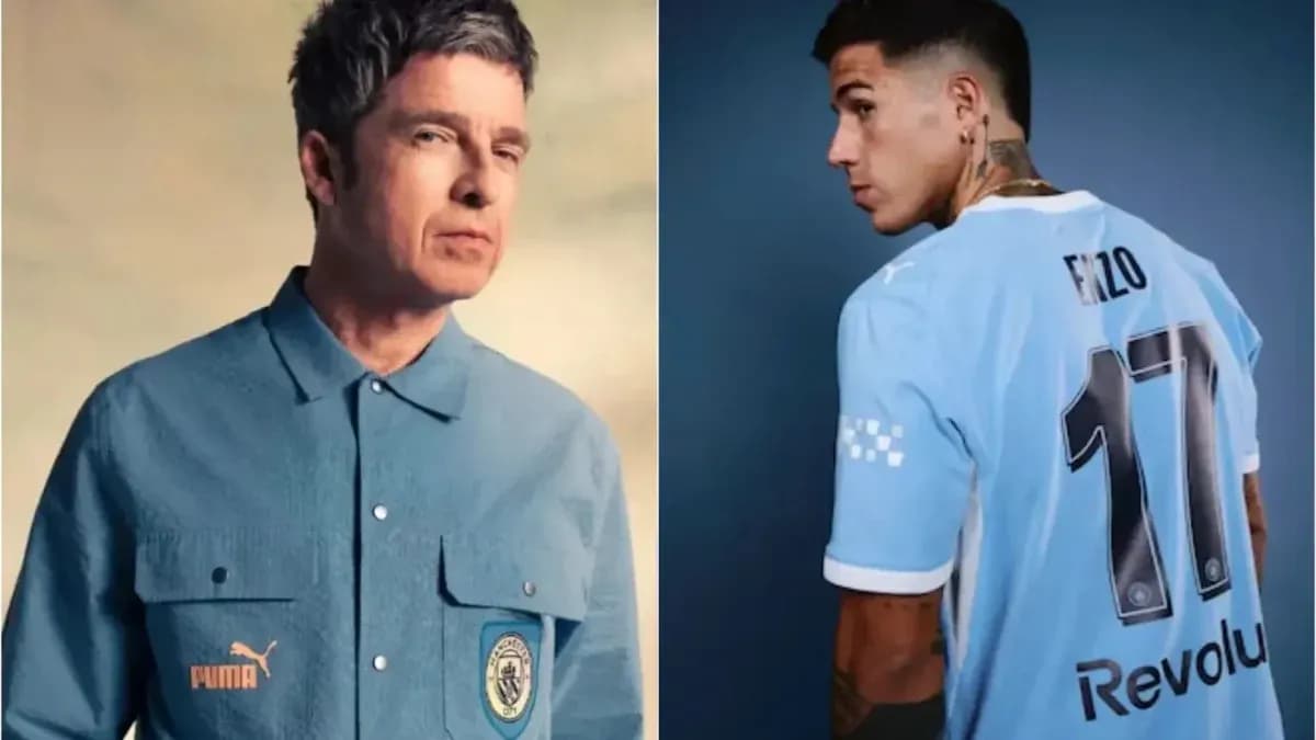Persona en camisa y jugador con camiseta de fútbol Persona en camisa y jugador con camiseta de fútbol