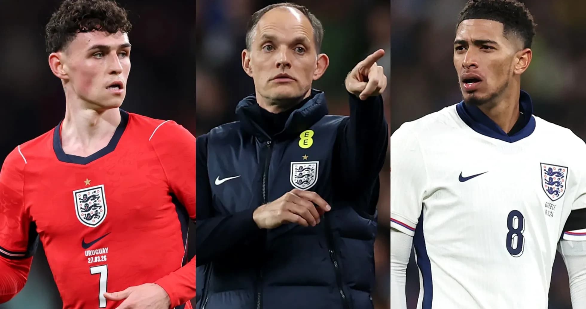 Jugadores de Inglaterra y entrenador en el campo Jugadores de Inglaterra y entrenador en el campo