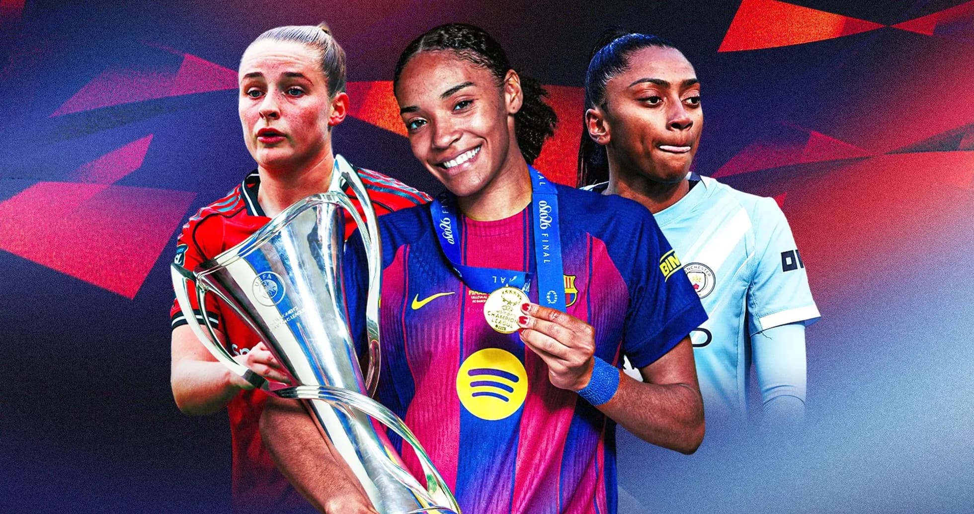 Jugadoras de fútbol con trofeos y medallas Jugadoras de fútbol con trofeos y medallas