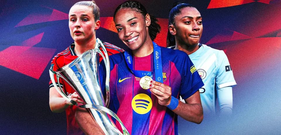 Jugadoras de fútbol con trofeos y medallas Jugadoras de fútbol con trofeos y medallas